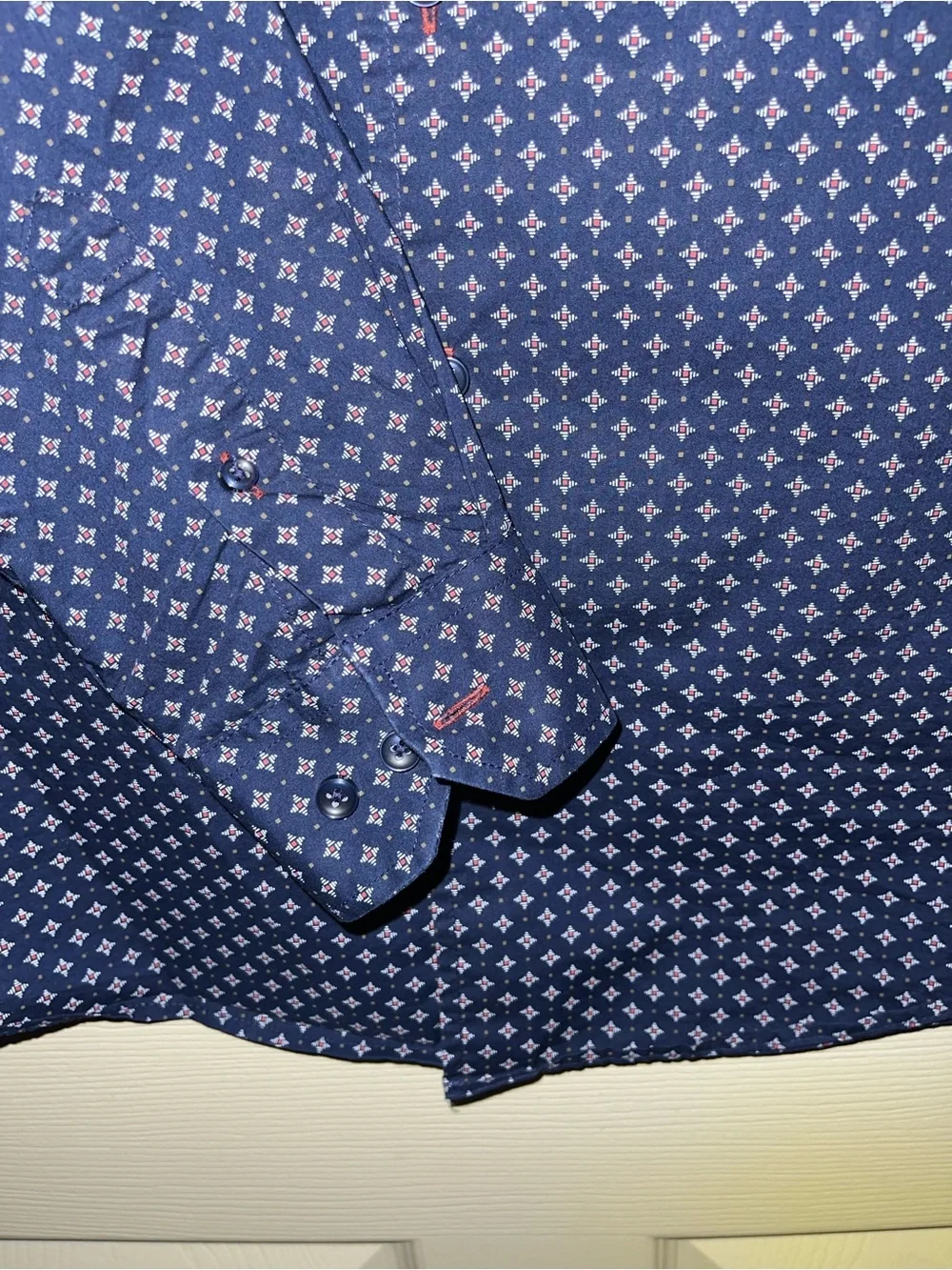 Tasso Elba Men's Navy Blue Printed Button-Up Shirt